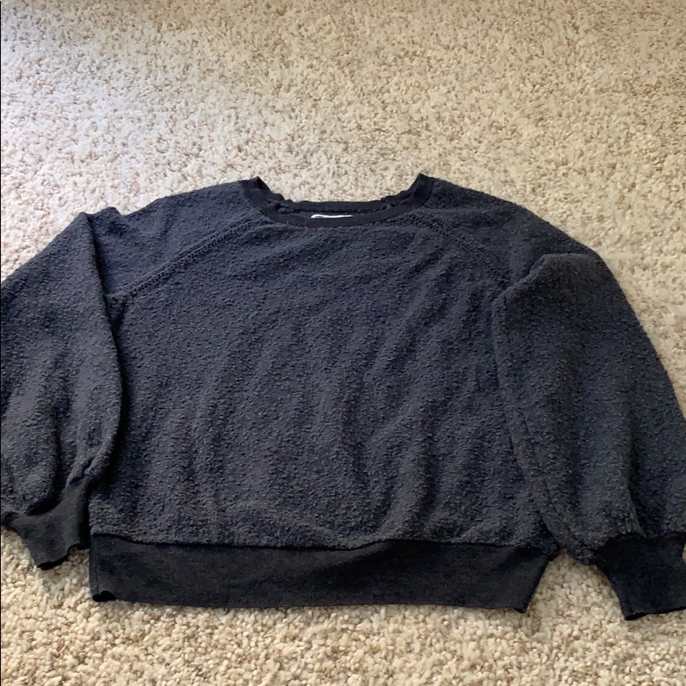Charcoal grey nubby texture sweatshirt